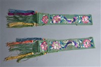 藏品(綠地彩繡花蝶紋腿帶)的圖片