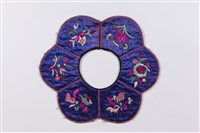 藏品(藍地彩繡花鳥紋圍涎)的圖片