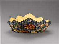 藏品(藍地盤金彩繡龍鳳紋釋教大帽)的圖片