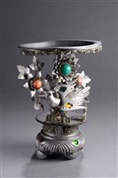 藏品(錫製錦雞穿花敬果座(禽鳥面左))的圖片