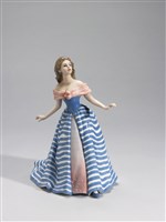 藏品(仕女系列（白底藍色橫紋裙）)的圖片