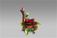 藏品(陶瓷手造花/酒紅色玫瑰)的圖片