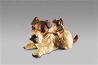 藏品(母子狗系列/褐白花色狗)的圖片