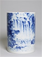 藏品(青花山水文字畫筒)的圖片