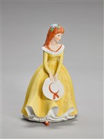 藏品(蓬蓬裙仕女/黃服雙手帽持)的圖片