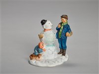 藏品(冬天男人與男孩堆雪人)的圖片