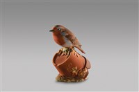 藏品(麻雀系列/麻雀盆斜立楓葉)的圖片