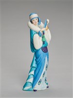 藏品(中國風持扇藍衣女瓷偶)的圖片