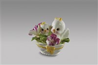 藏品(填土插花系列：籃中動物/鳥親子)的圖片