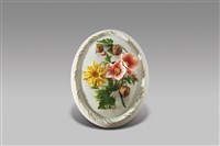 藏品(四季掛皿/秋天(太陽花與粉橘花))的圖片