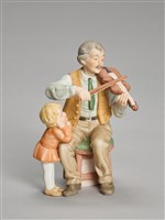 藏品(小孫女聆聽爺爺拉小提琴)的圖片