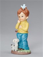 藏品(玩彈弓的小男孩和貓與鳥)的圖片