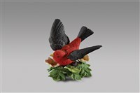 藏品(飛鳥系列：黑翅紅雀/白色花)的圖片