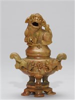 藏品(石獅青田石雕刻薰香爐)的圖片