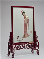 藏品(蘇繡-美人與小狗)的圖片