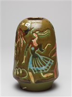 藏品(茶葉末釉加彩刻花鐘形瓶)的圖片