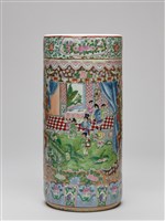 藏品(釉上彩庭園人物紋箭筒)的圖片