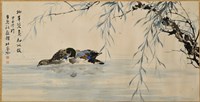 藏品(國畫作品-柳岸雙鳧知水暖)的圖片