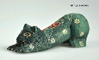 藏品(綠色木質貓型飾品)的圖片
