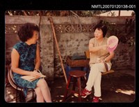 藏品(劉枋與文友在圍牆前聊天)的圖片