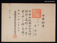 藏品(黃得時台灣總督府台北高等學校卒業證書)的圖片