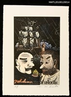 藏品(藏書票—マシュー・C・ペリー提督（1794-1858）（彩色瓦版像）とアダムス中佐（ペリー提督副官）、1853（初来航）)的圖片