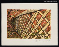 藏品(藏書票—竹籬笆和紅花)的圖片