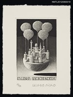 藏品(藏書票─Fly to compose poem（飄揚作詩）)的圖片