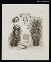 藏品(藏書票—花葉擁抱的女孩)的圖片