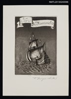 藏品(藏書票—嵐の中をゆく古代帆船（暴風雨中的古帆船）)的圖片