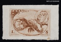 藏品(藏書票—螯蝦與貓頭鷹)的圖片