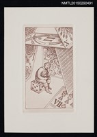 藏品(藏書票—手撐太陽穴坐骰子上的人)的圖片