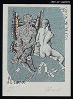 藏品(藏書票—女人與鎧甲蝶人)的圖片