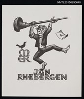 藏品(藏書票—單腳站立手持物品的人)的圖片