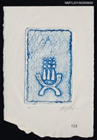 藏品(藏書票—藍圓波圖樣)的圖片