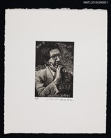 藏品(藏書票—托腮的西裝男)的圖片