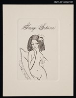 藏品(藏書票—別著蝴蝶結的捲髮裸女)的圖片