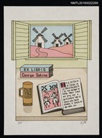 藏品(藏書票—窗外的荷蘭風車)的圖片