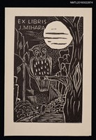 藏品(藏書票—滿月下的貓頭鷹)的圖片