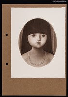 藏品(藏書票—戴珍珠項鍊的女孩)的圖片