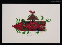 藏品(藏書票—小紅鼠與鳥)的圖片