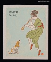 藏品(藏書票—奏樂女孩與狗)的圖片