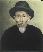 藏品(黑衣老人翻攝彩繪照)的圖片