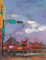 藏品(新竹城隍廟寫生－《高原與海洋的對話》蒙藏委員會蒐藏臺灣美術教師畫冊)的圖片