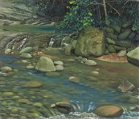 藏品(幽谷清溪－《高原與海洋的對話》蒙藏委員會蒐藏臺灣美術教師畫冊)的圖片