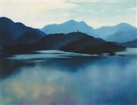 藏品(日月潭夕照－《高原與海洋的對話》蒙藏委員會蒐藏臺灣美術教師畫冊)的圖片