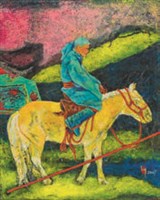 藏品(草原─我得母語－《高原與海洋的對話》蒙藏委員會蒐藏臺灣美術教師畫冊)的圖片