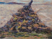 藏品(清晨中的蒙古敖包－《高原與海洋的對話》蒙藏委員會蒐藏臺灣美術教師畫冊)的圖片