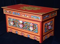 藏品(藏式花紋木雕摺疊桌)的圖片