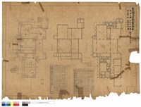藏品(子：屋上伏圖建具符號圖。﹙建具標號平面圖、欄間窗標號平面圖、屋頂平面圖、窗及欄間建具寸表法﹚)的圖片